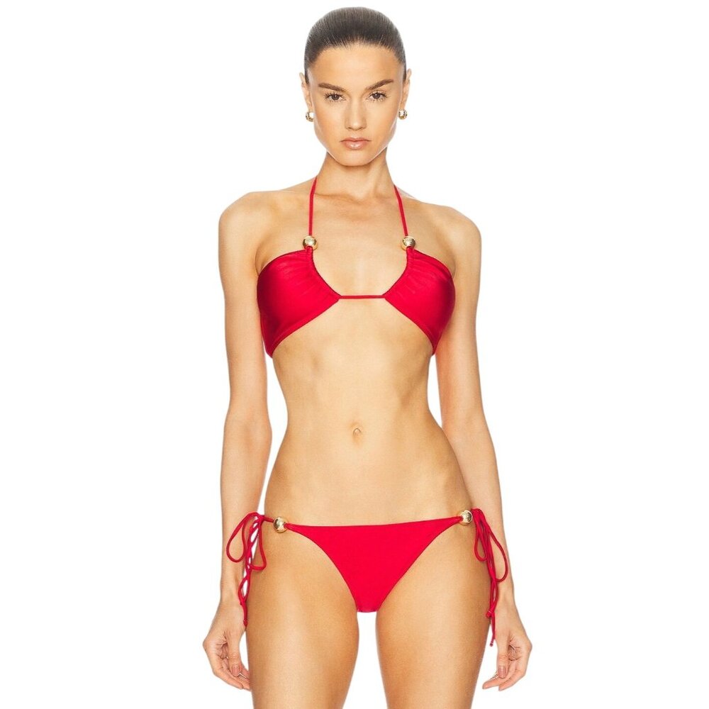 Shani Shemer Nika Bikini Top in Scarlet Red Large New Womens Swimsuit